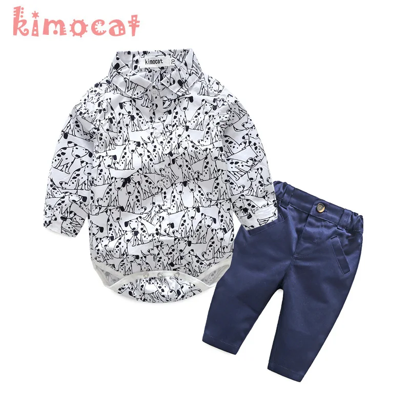 Kimocat/весенние костюмы для малышей; милая детская одежда для мальчиков; комплект одежды для мальчиков для свадебной вечеринки; осенний комплект одежды для маленьких мальчиков