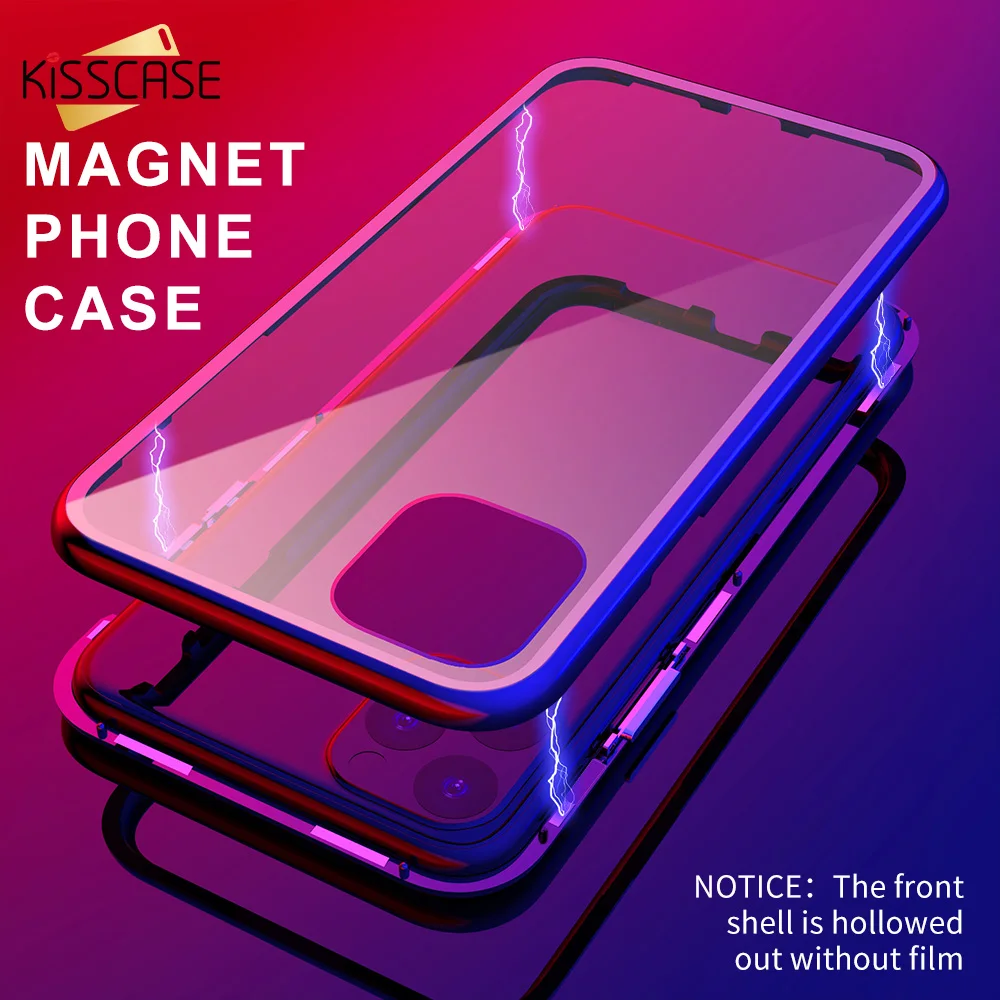 KISSCASE Magnetic Phone Case For iPhone 11 Pro XS Max XR X Original Glass Back Cases 8 7 Plus Colorful Cover Fundas | Мобильные