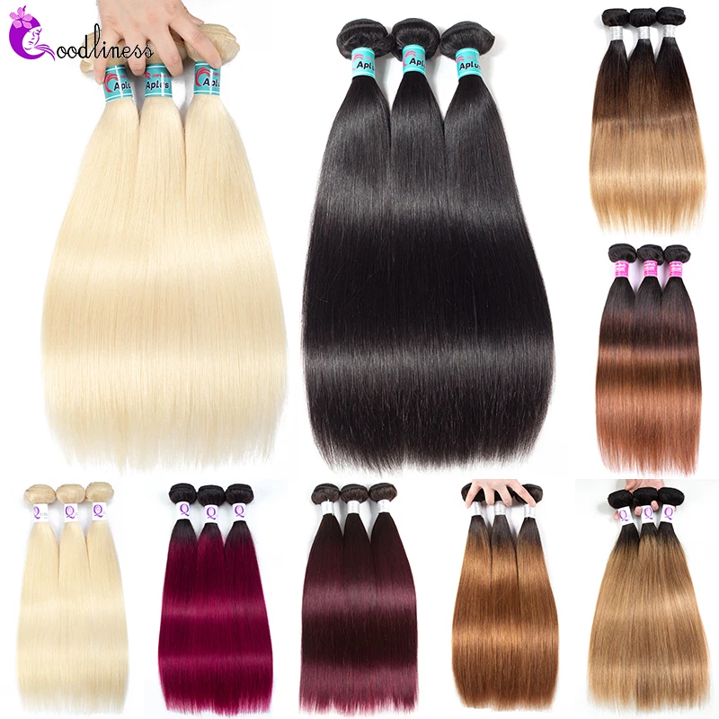 Online 1 3 4 piezas Ombre 613 Borgoña 99J paquetes de cabello Natural de tres tonos Remy paquetes de cabello brasileño paquetes de cabello humano recto
