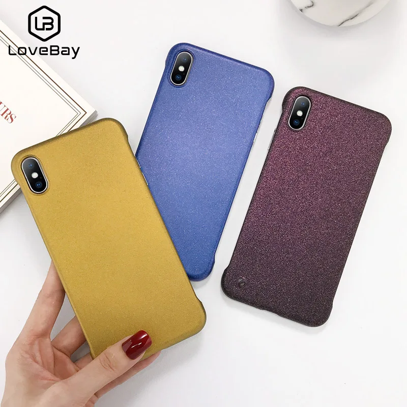 

Lovebay Frameless Solid Color Phone Case For iPhone X XS XR Xs Max Bling Point Hard PC Back Cover For iPhone 6 6s 7 8 Plus Coque