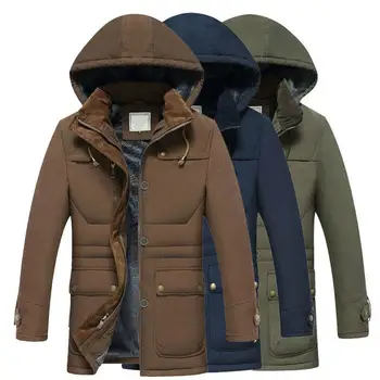 

Winter Mens Jacket Overcoat Warm Hooded Parka Thicken Fleece Coat Outwear