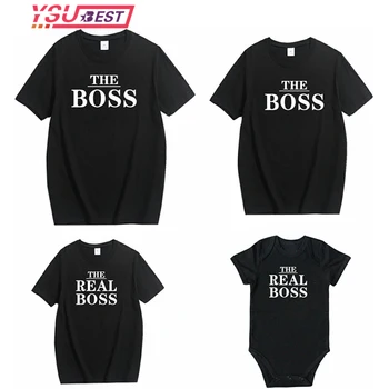 

Summer Family Matching Outfits Mommy Daddy Kid Son Baby T-Shirt Family Clothes Child T-Shirt The Boss The Real Boss Print Tops