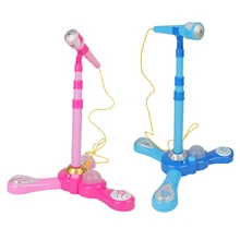 

Adjustable Karaoke Machine Toy Microphone Set Portable Early Education with Stand Connect to Mobile Phone for Children Gifts
