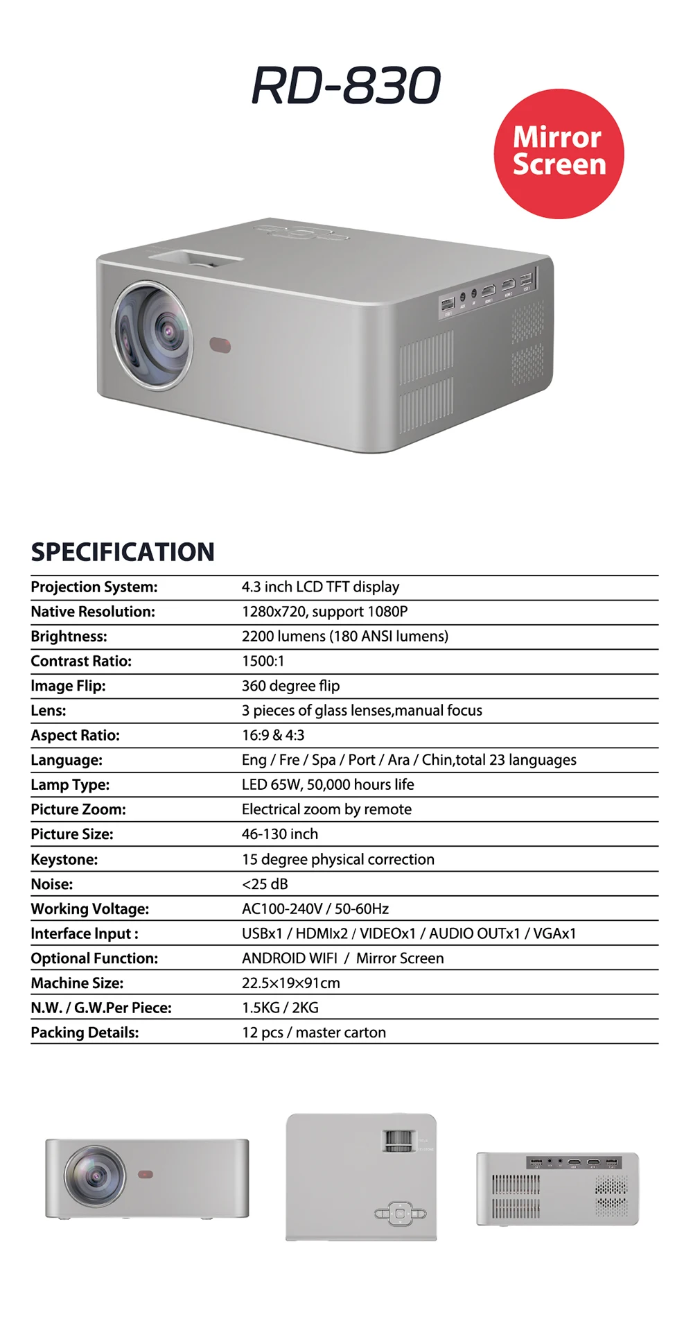 RD-830 specification