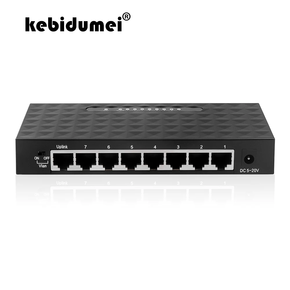 Гигабитный коммутатор с 8 портами 1000 Мбит/с сетевой в пластиковом корпусе