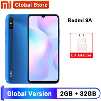 Перейти на Алиэкспресс и купить Глобальная версия Xiaomi Redmi 9A мобильный телефон 2 Гб ОЗУ 32 Гб ПЗУ MTK Helio G25 Восьмиядерный 6,53 дюйм5000 мАч 13MP камера смартфон