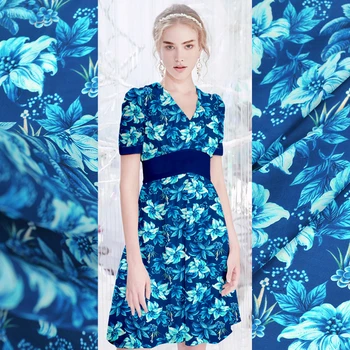 

Blue mulberry silk double joe fabric cloth per meter 16mm 135 cm width matt clothing dress shirt fabric wholesale silk cloth