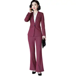 Модный костюм женский красный костюм с длинными рукавами брюки бизнес 2019 Ранняя осень новые женские брюки в западном стиле из двух частей