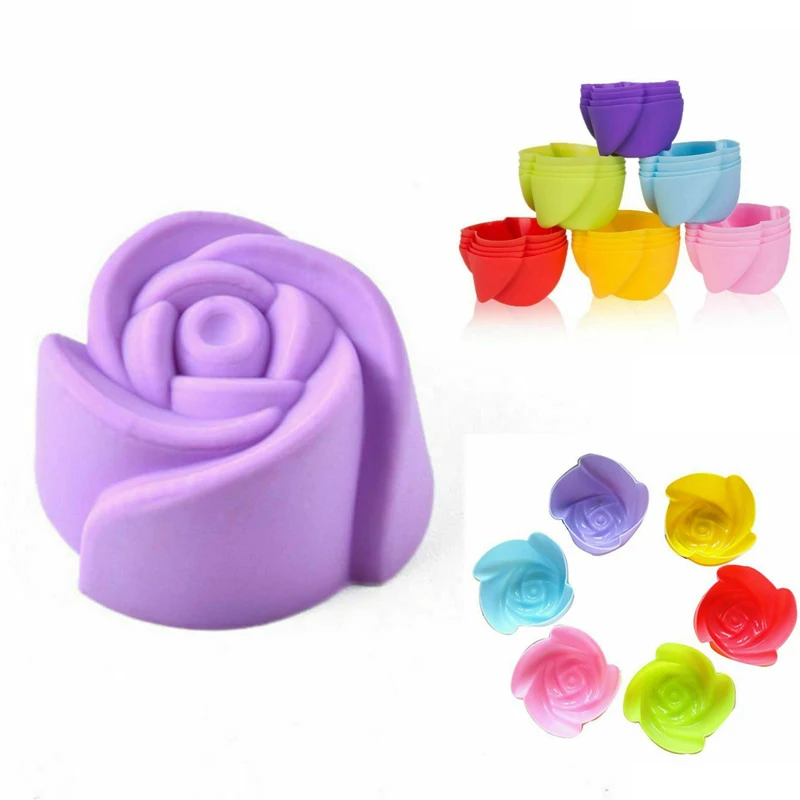 10pcs Silicone Rose Muffin Cookie Cup Cake Baking Mold Chocolate Maker Mould mold | Дом и сад