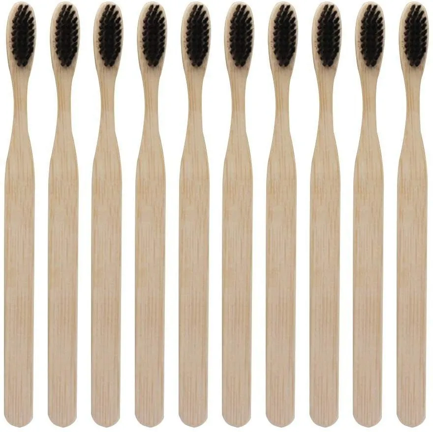 

Reusable Recycled Bamboo Charcoal Soft Fiber Cleaning Toothbrush Popular Washing ToolSet 10 Sticks JMSS