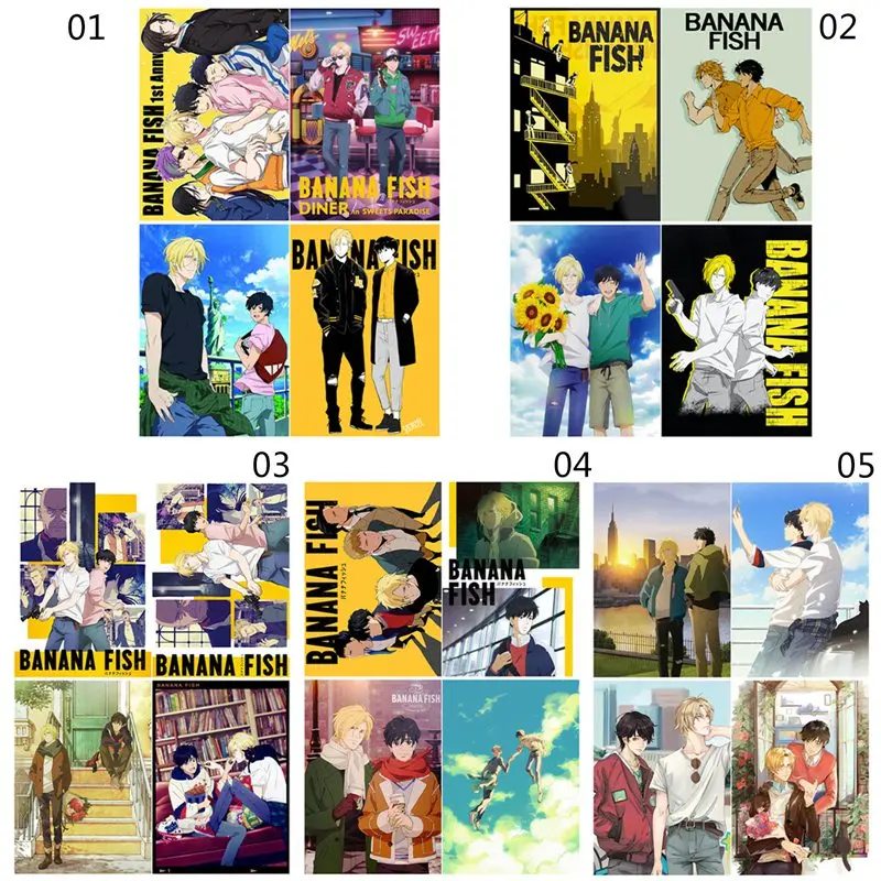 

Anime Banana Fish Poster Postcard Card Sticker 4PC 30 x 21cm Banana Fish Photographic Paper Anime Fans Lovers Gift