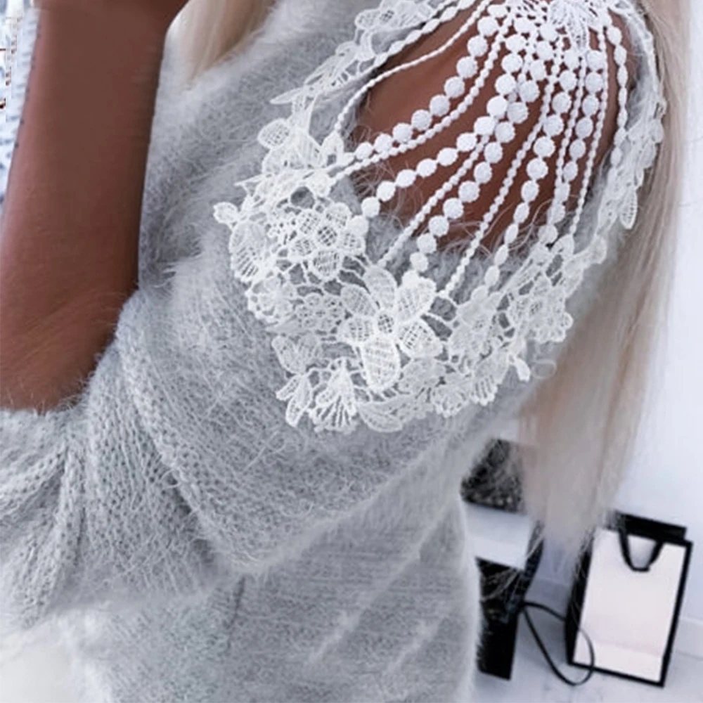 Dihope V Nect Knitting Winter Sweater Women Cold Shoulder Casual Pullover Female Fashion Streetwear Pull Autumn Jumper 2020