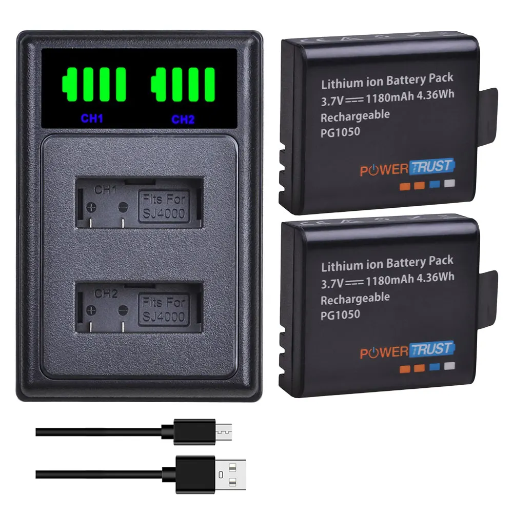

Аккумулятор 1180 мАч 3,7 в PG1050 SJ4000 PG900 с двойным зарядным устройством USB для аккумуляторов SJCAM SJ5000 SJ6000 SJ8000 M10 EKEN 4K H8 H9 EK7000