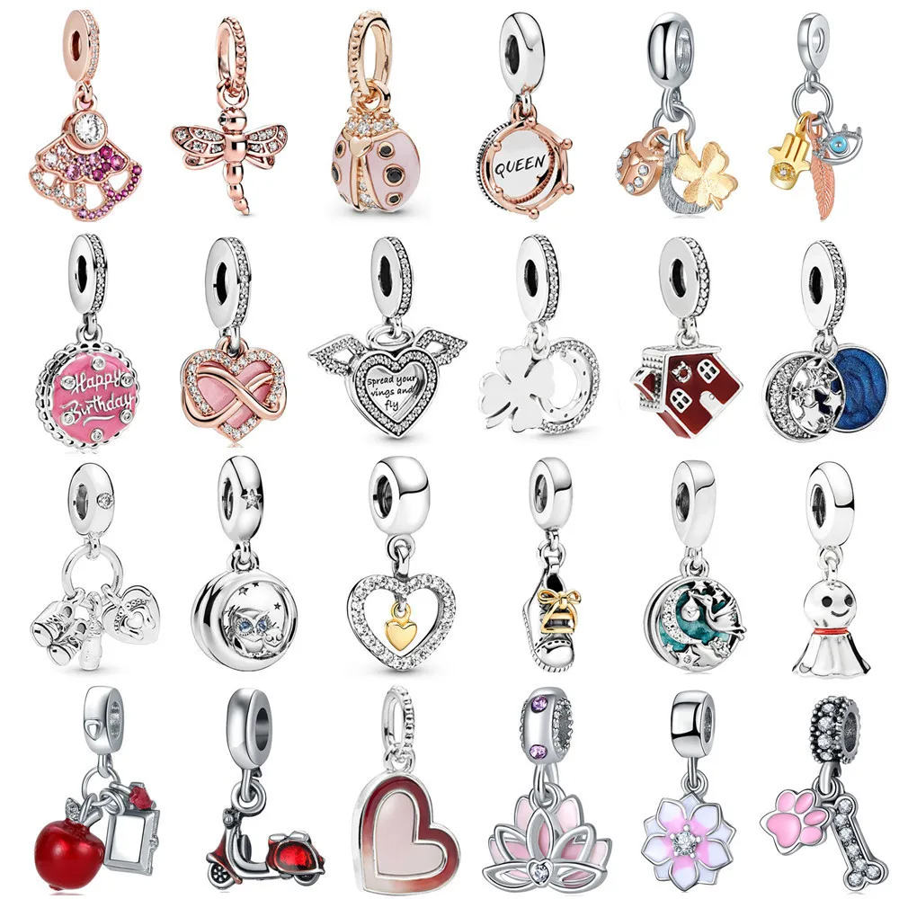

1Pcs New Cute Heart Wings Dragonfly Flower Bead Pendant DIY Bracelet Necklace Accessory Women Jewelry Making Gifts