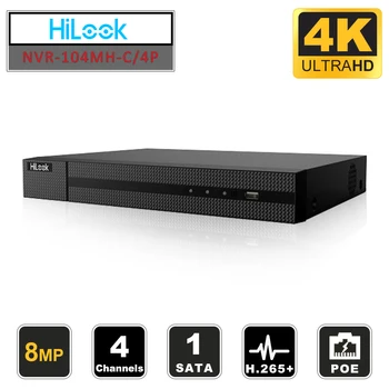 

In Stock HiLook Original 4Channel 4K CCTV System 4CH NVR POE NVR-104MH-C/4P Onvif 1 SATA VCA Detection Hikvision Plug & Play