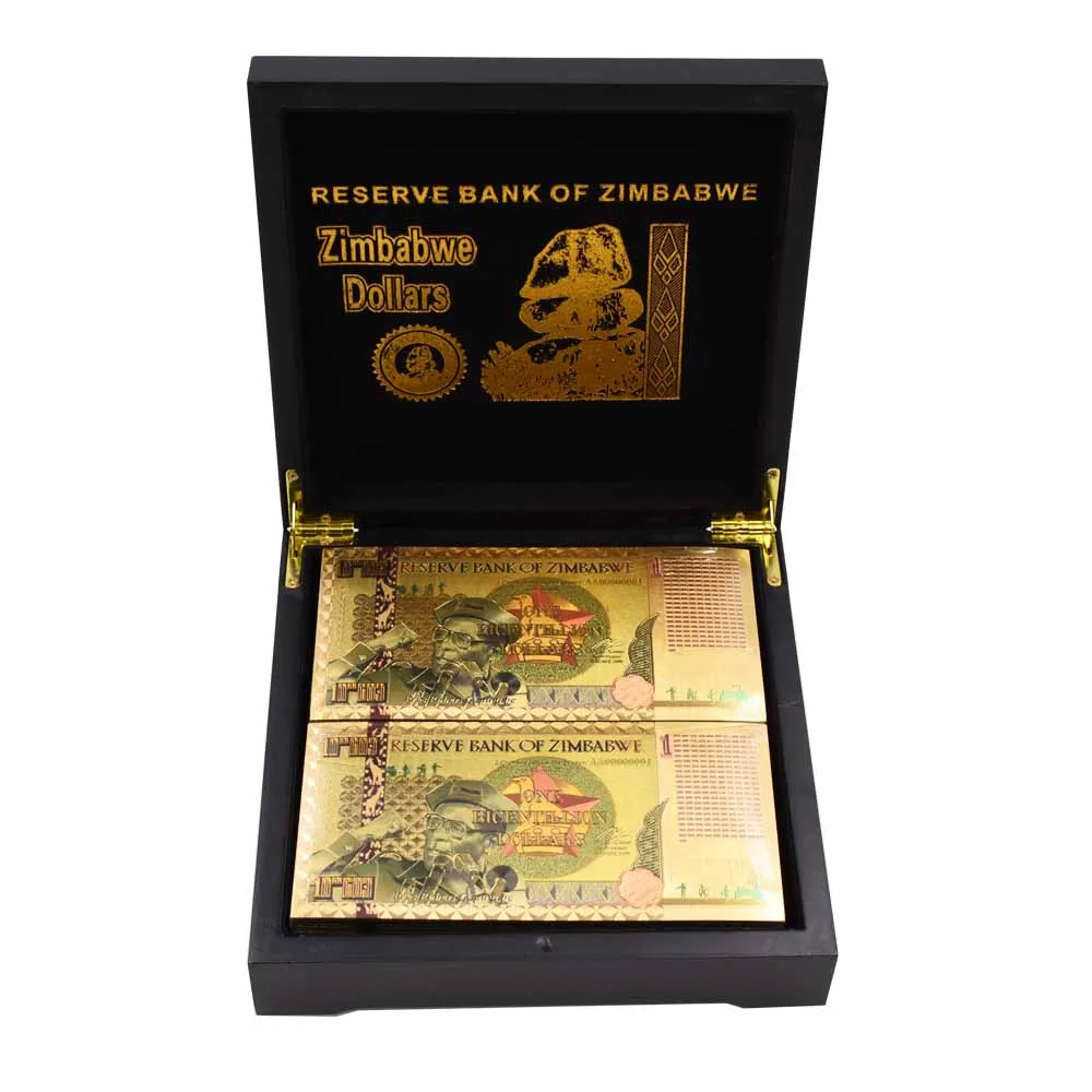 Один двухчеченый доллар, золотые банкноты, Поддельные Банкноты, 24 k, Золотая фольга, банкноты с коробкой, 100 шт./лот