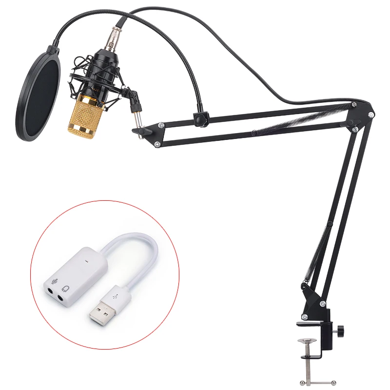 Model B black BM 800 профессиональный конденсаторный микрофон bm800 аудио вокальная запись для компьютера караоке фантомное питание поп-фильтр звуковая карта - Цвет: Model B black