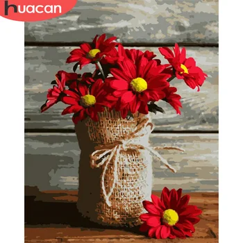 

HUACAN DIY Painting By Numbers Flowers Drawing On Canvas Gift Pictures By Number Kits Hand Painted Paintings Art Home Decor