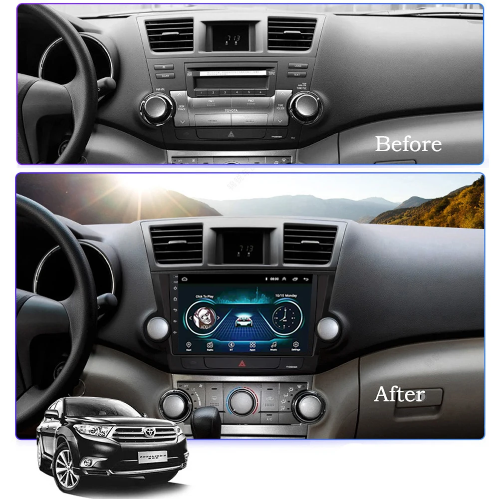 Clearance Car radio for Toyota highlander 2009-2014  Android 8.1 9" Car Multimedia player GPS Navigation 1