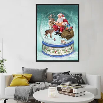 

LUDA DIY Diamond Painting Snowball Home Decor Picture of Rhinestones Full Round Diamond Embroidery Christmas Elk Santa Claus