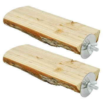 

2Pcs Parrot Toys Pet Bird Cage Wooden Hanging Perch Toy for Small Parakeets Parrot Cage Perch, Wooden Platform for Bird