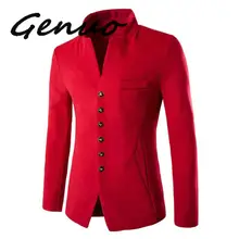 Genuo Новинка, модный шерстяной мужской костюм, красивый повседневный костюм, куртка со стоячим воротником, однотонный костюм, пальто для весны и зимы размера плюс