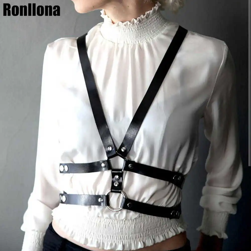 Ronllona, кожа, ремни, подвязки, БДСМ, тело, связывание, джартиер, сексуальные, для женщин, жгут, Готическая подвязка, пояс, сексуальные подтяжки, для девушек, кожа - Цвет: LB-005