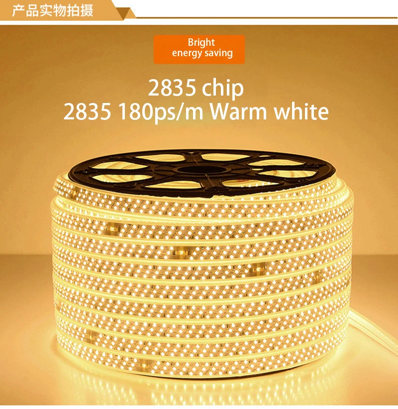 180 светодиодный s/m трехрядная Светодиодная лента 2835 220V 240V Водонепроницаемая лента со светодиодными лампами веревка свет теплые белые украшения для дома освещение Новинка