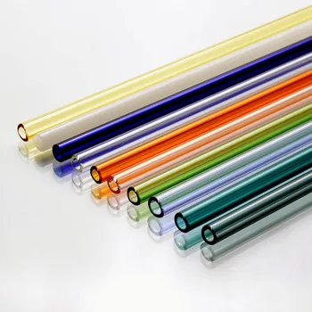 

1PC Juice drink straws High borosilicate heat-resistant and Multi-color straight tube Glass straw household products