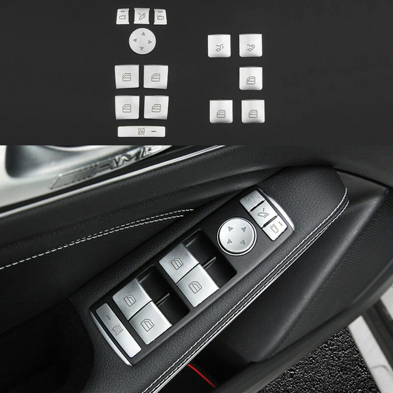 

Door Button Switch Trim Professional 14pcs Frame Window Silver Accessories
