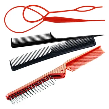 

5pcs of One Set Folding Hair Comb Hair Modeling Kit Portable Hair Braider DIY Hair Styling Tool for Kids Girls (Random Hair Wear