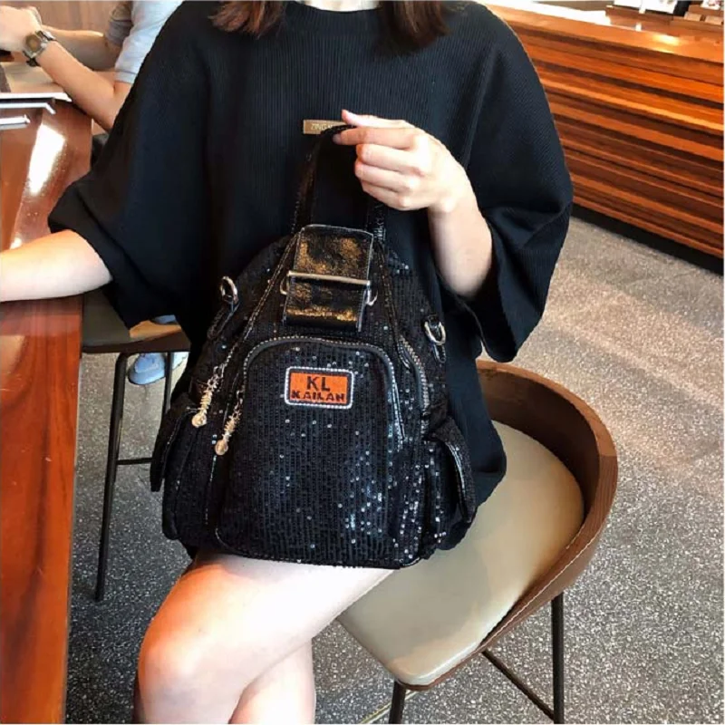 

Women's bags 2020 new fashion backpack women Korean version of the sequined casual all-match silver backpack mochilas feminina