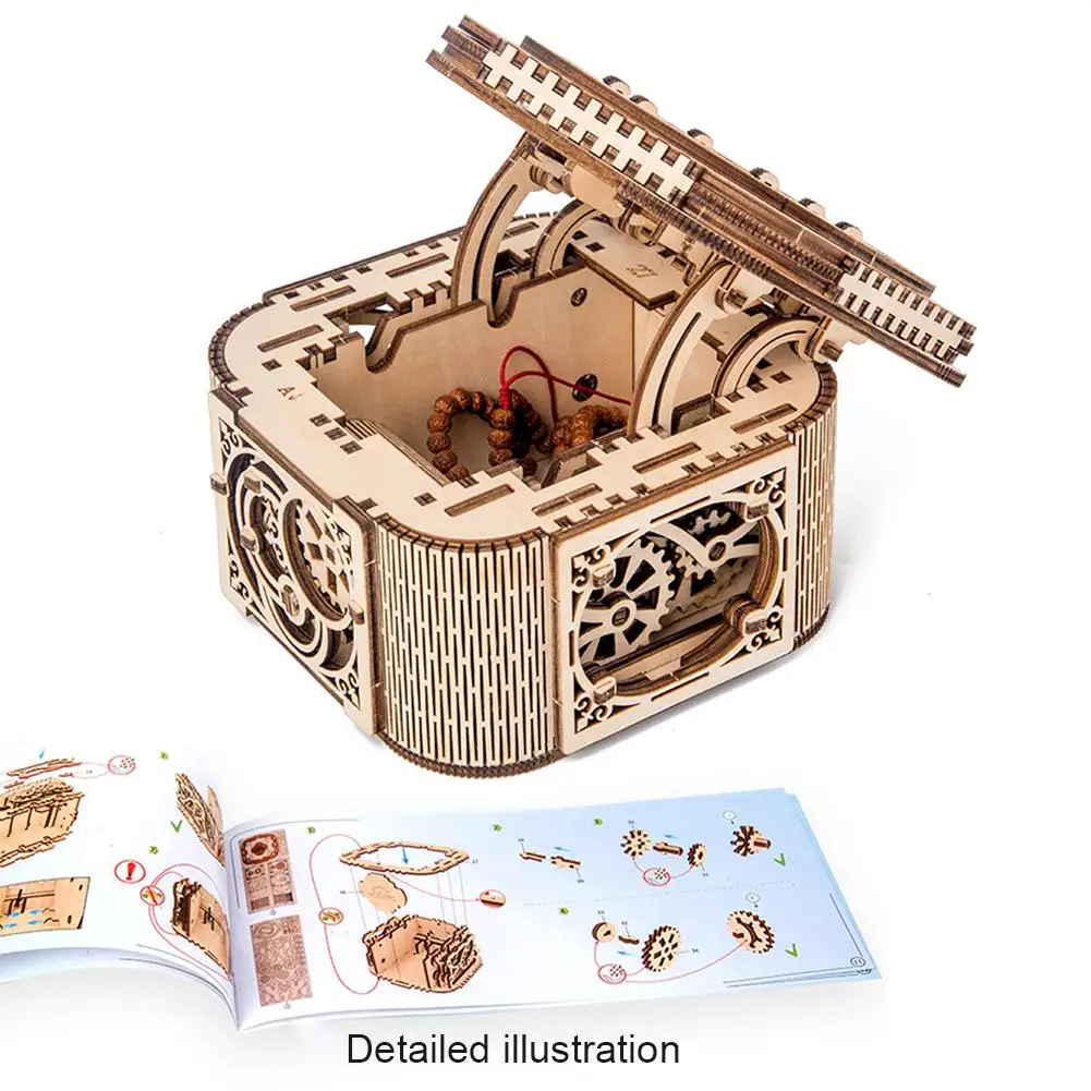 Шифр код депозит коробка 3D паззлы Механическая Коробка С Сокровищами Белая береза модель DIY деревянная шкатулка день рождения Рождество Свадьба
