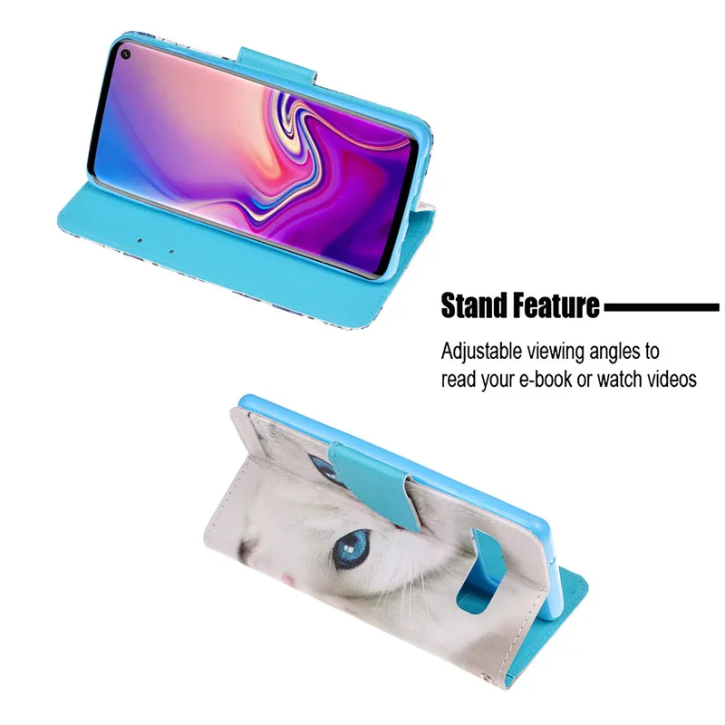 COOLY кожаный чехол с кошкой для samsung Galaxy S10e S10 Plus S9 S8 S7 Edge задняя крышка на Note 8 9 кошелек Флип Единорог Сова чехол для телефона