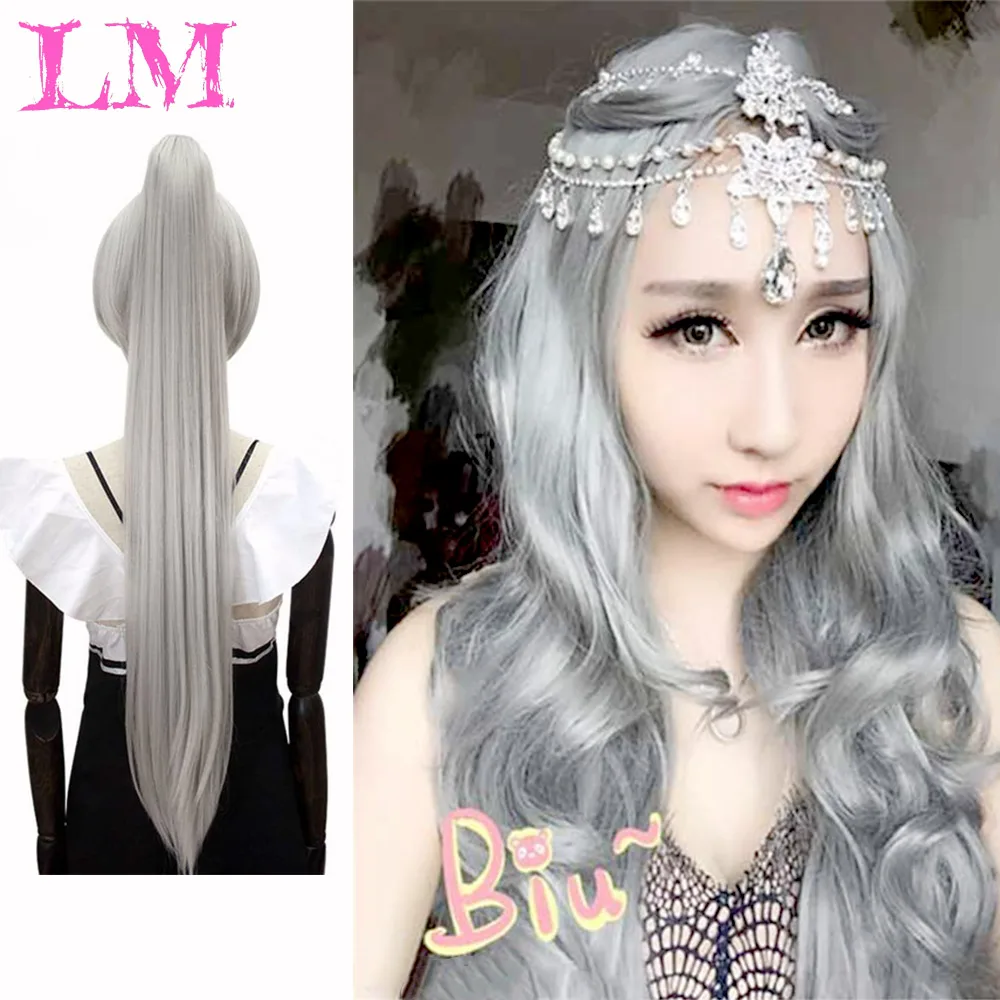

LM 32"Clip In Hair Synthetic Cosplay Wig Claw Drawstring Synthetic Cosplay Wig Cosplay Wig Long Straight Heat Resistant