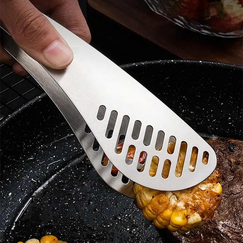 Creative 304 Stainless Steel Hollow Food Tongs Barbecue Steak Clip Bread Cake Clamp Cooking Baking Tools Kitchen Accessories