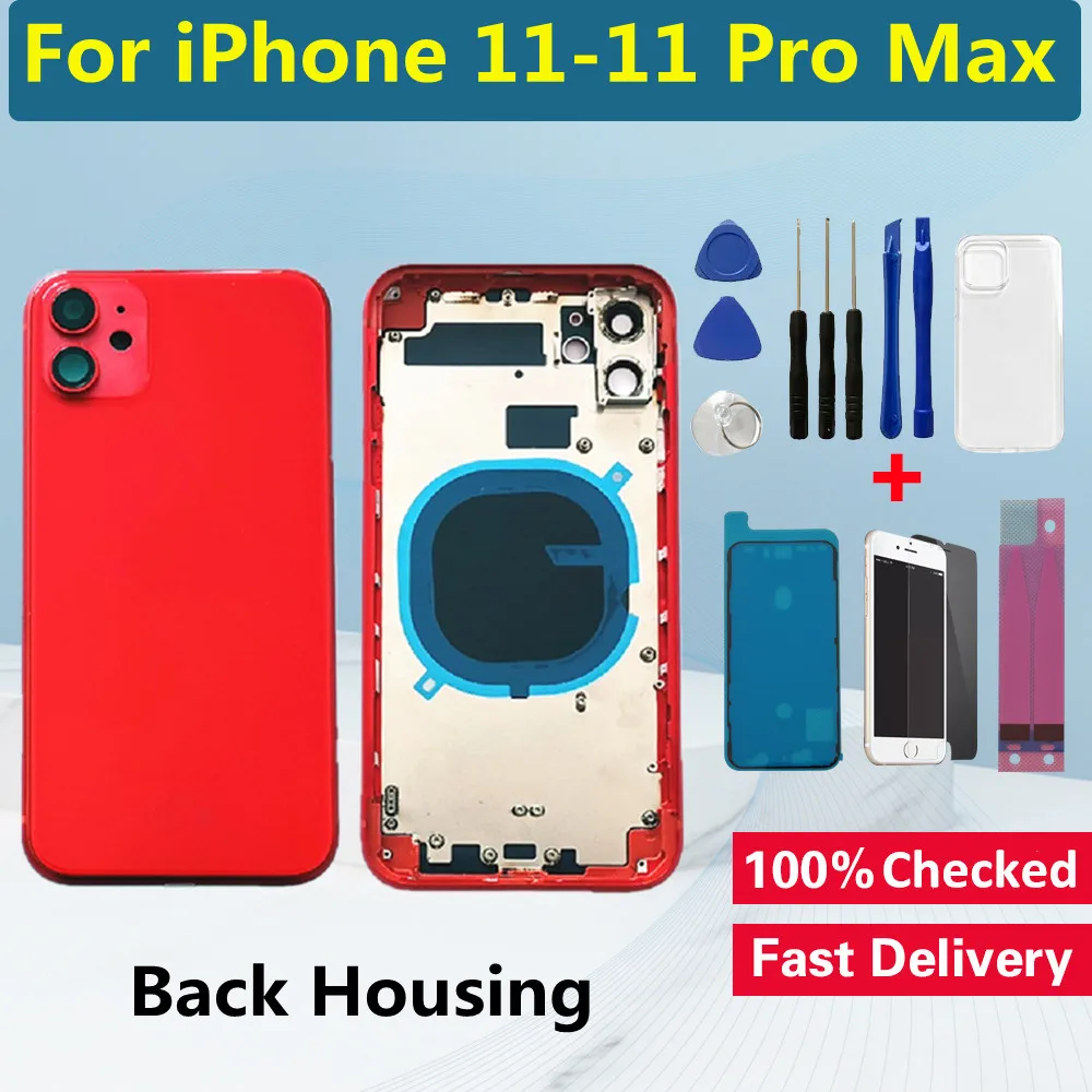 For iPhone 11 11 Pro Back Battery Cover Case Housing Chassis Middle Frame For iPhone 11 Pro Max Back Housing Rear Case With CE