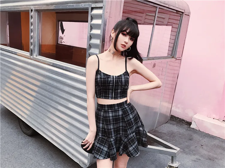 Ruibbit Готическая Девушка Лето Harajuku женские модные юбки Милая черная плиссированная юбка Панк Высокая талия короткая женская юбка костюм