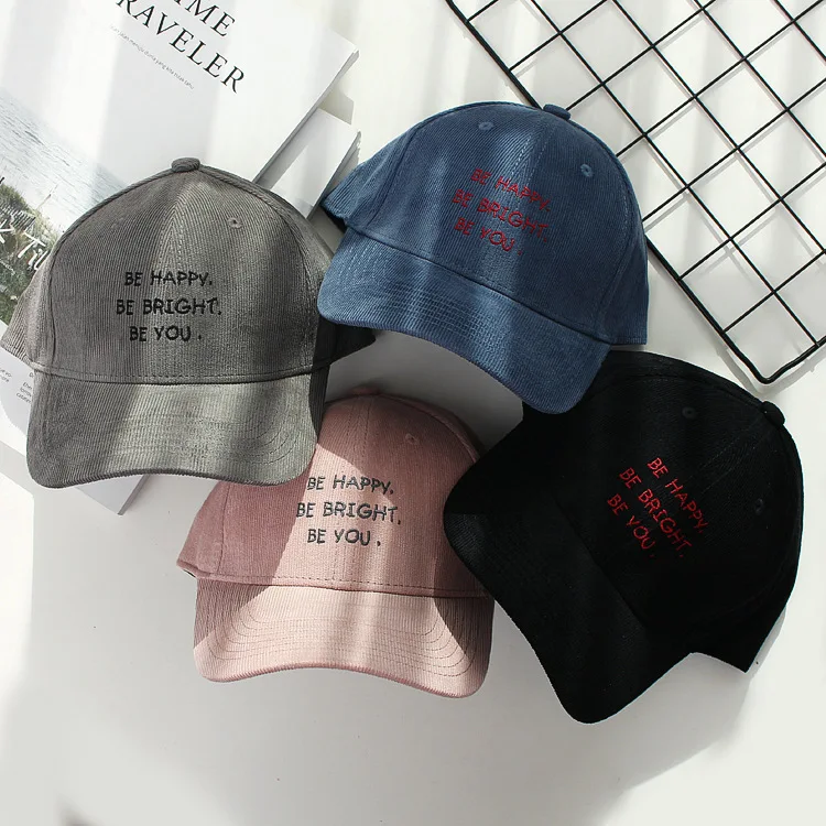 

2018 Autumn And Winter American Vintage Corduroy Lettered Embroidered Baseball Cap Men And Women Casual Hard-Top Cricket-cap Hat
