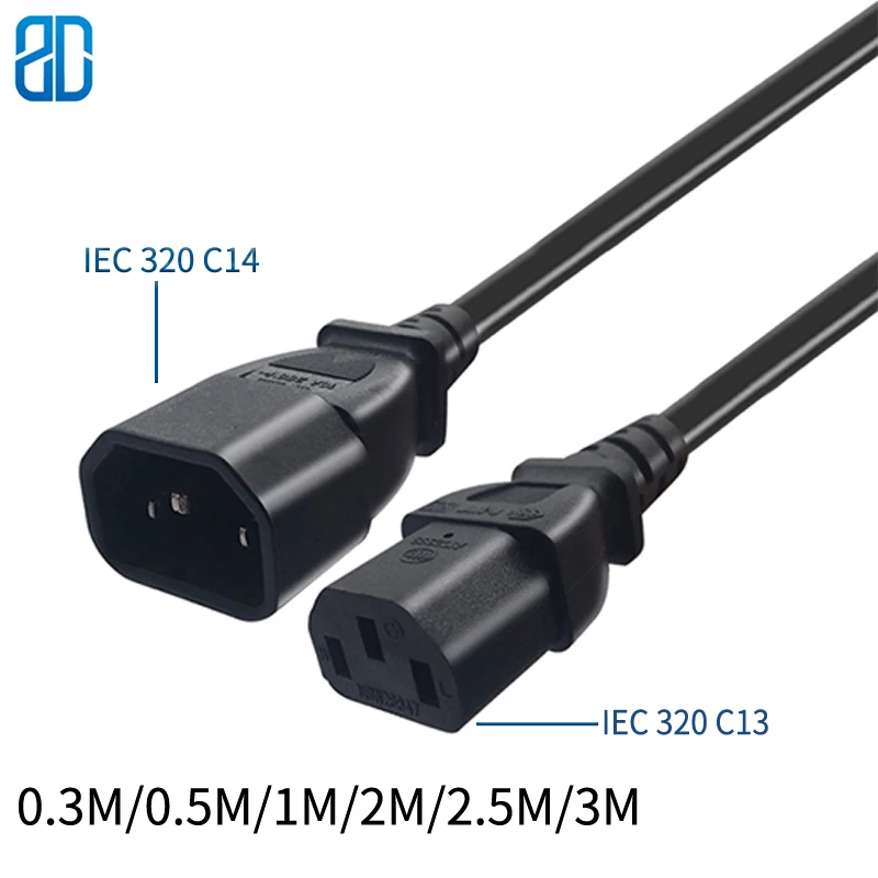 

C13-C14 1M 3*0.75mm IEC 320 C13 TO IEC 320 C14 Male To Female AC Power Extension Cable Cord for PDU Chassis UPS 10A 250V