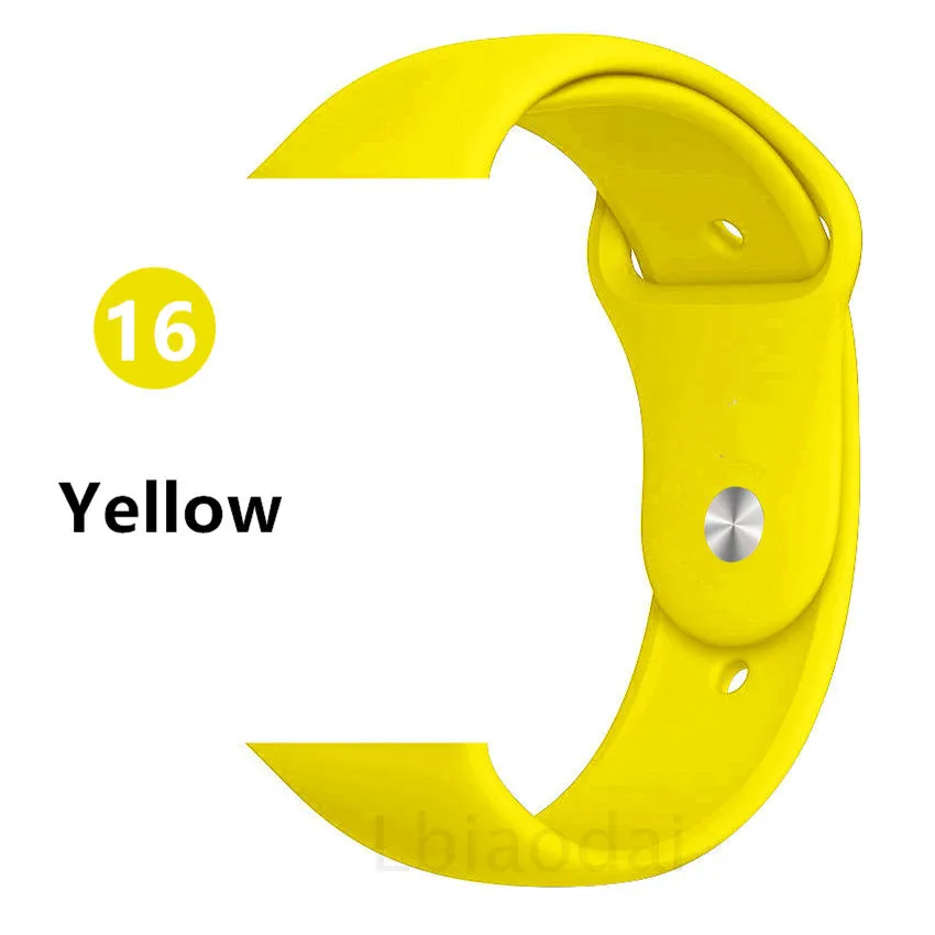 yellow Ремешок для apple watch, ремешок для apple watch 5, 4, 3, iwatch, ремешок 42 мм, 44 мм, 38 мм, 40 мм, браслет Correa, силиконовый ремешок для часов, ремень, аксессуары - Цвет ремешка: yellow