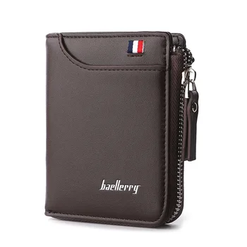 

New Arrival Brand Baellerry Men Zipper Organizer Short Wallet PU Leather Money Pocket Coin Purse Card Holder Vertical Wallets