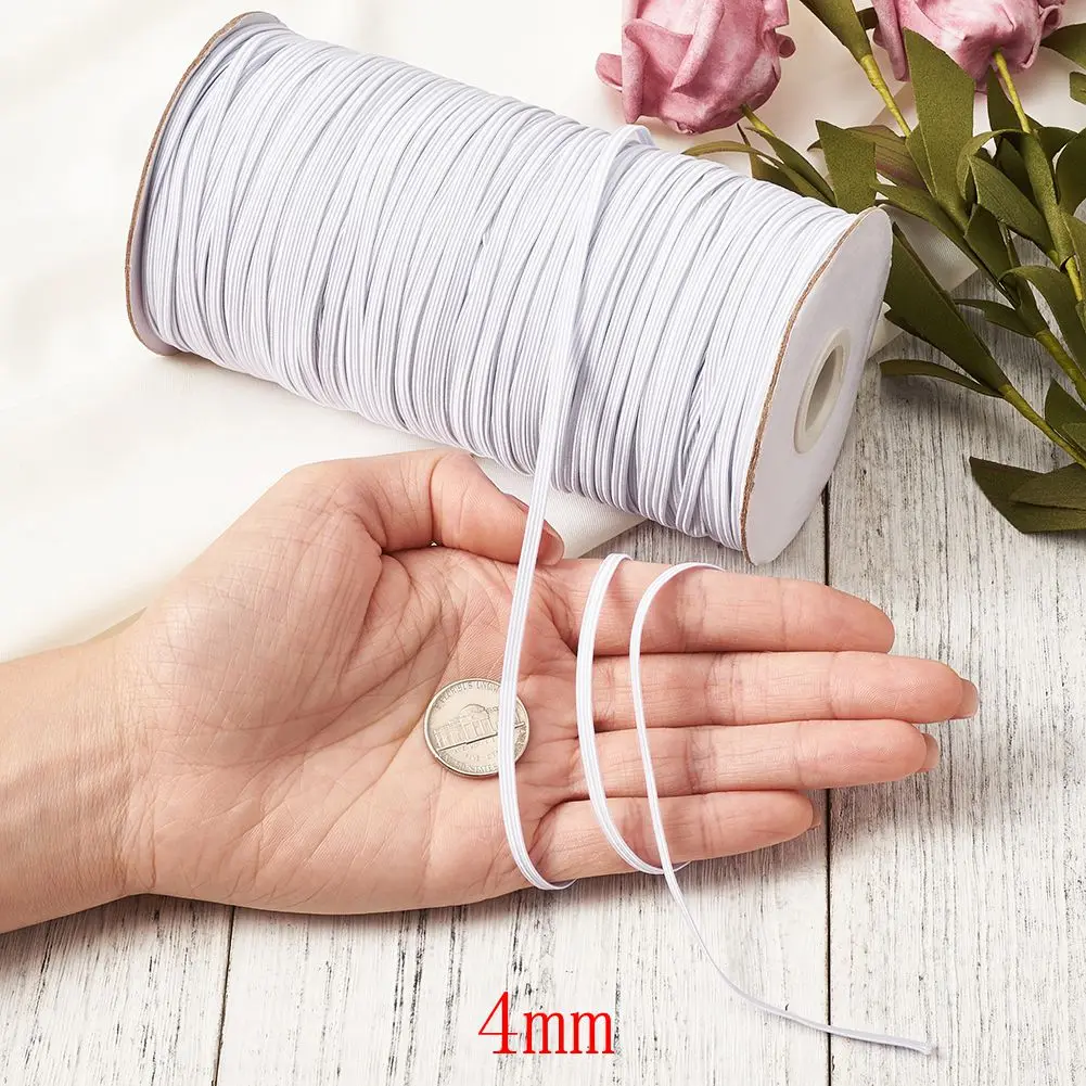 1 rolle Flache Elastische Cord Weiß Schwarz für Kleidung Nähen Handwerk DIY Handgemachte Maske 4mm 5mm 6mm 8mm 10mm 12mm 14mm – Detail 3