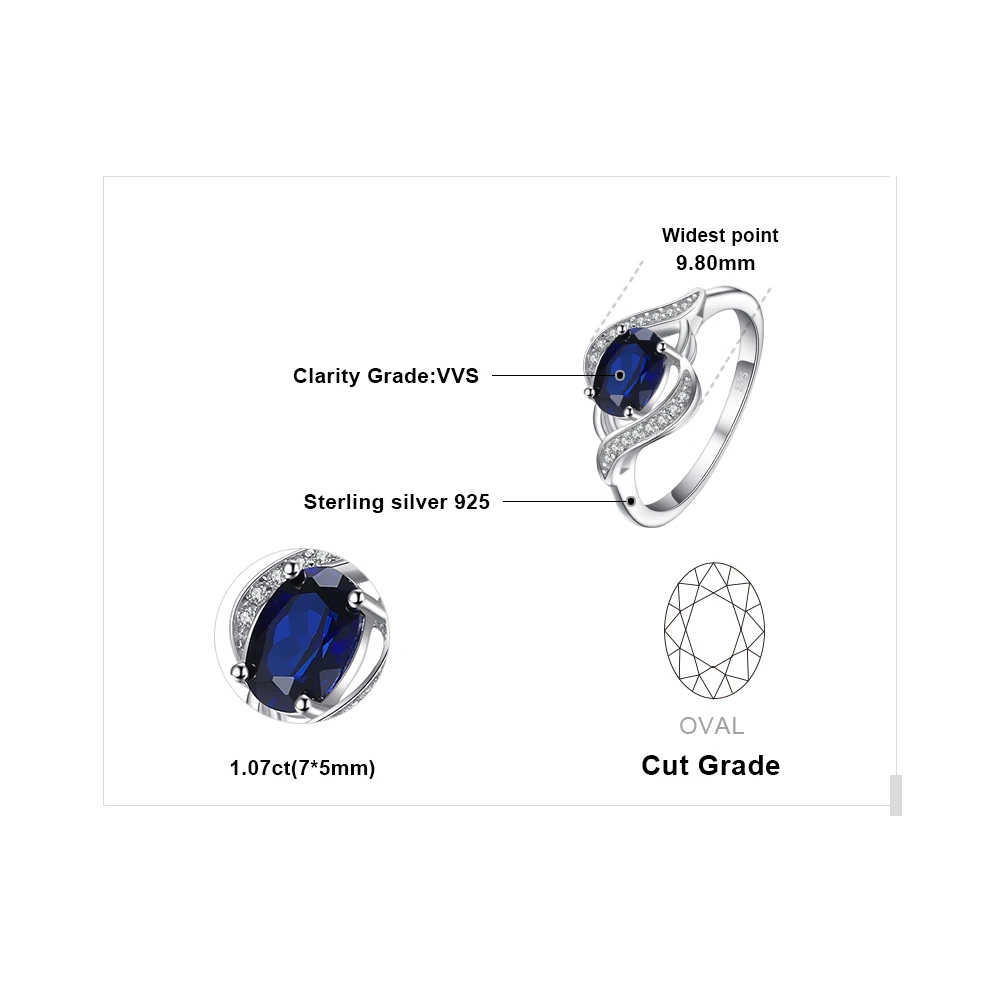 Ювелирный дворец создан синий сапфир кольцо 925 пробы серебряные кольца для женщин Halo обручальное кольцо серебро 925 драгоценный камень ювелирные изделия