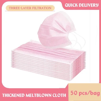 

Pink Disposable Medical Face Mask 3-layer Non-woven Breathable Medical Surgical Mask Anti Dust Adult Mouth Mask In Stock