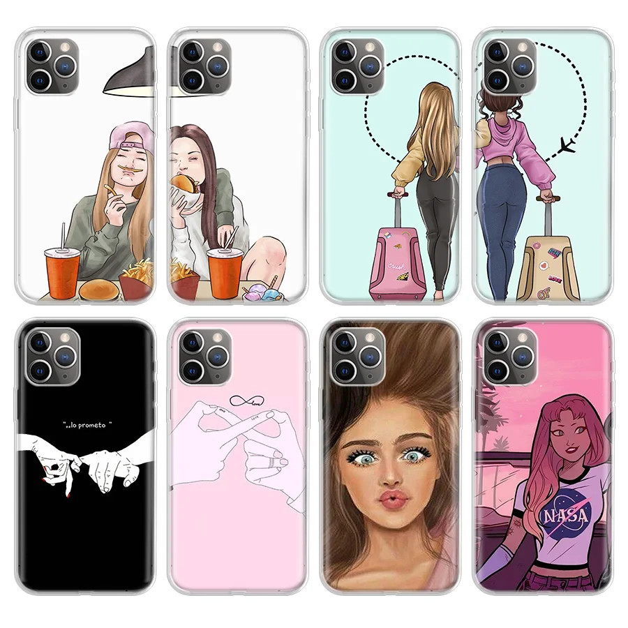 

Cartoon Best Friend Gril Phone Case For Apple iPhone 11 Pro 6 6S 7 8 Plus 10 X XS MAX XR 5 5S SE Phone Case Cover