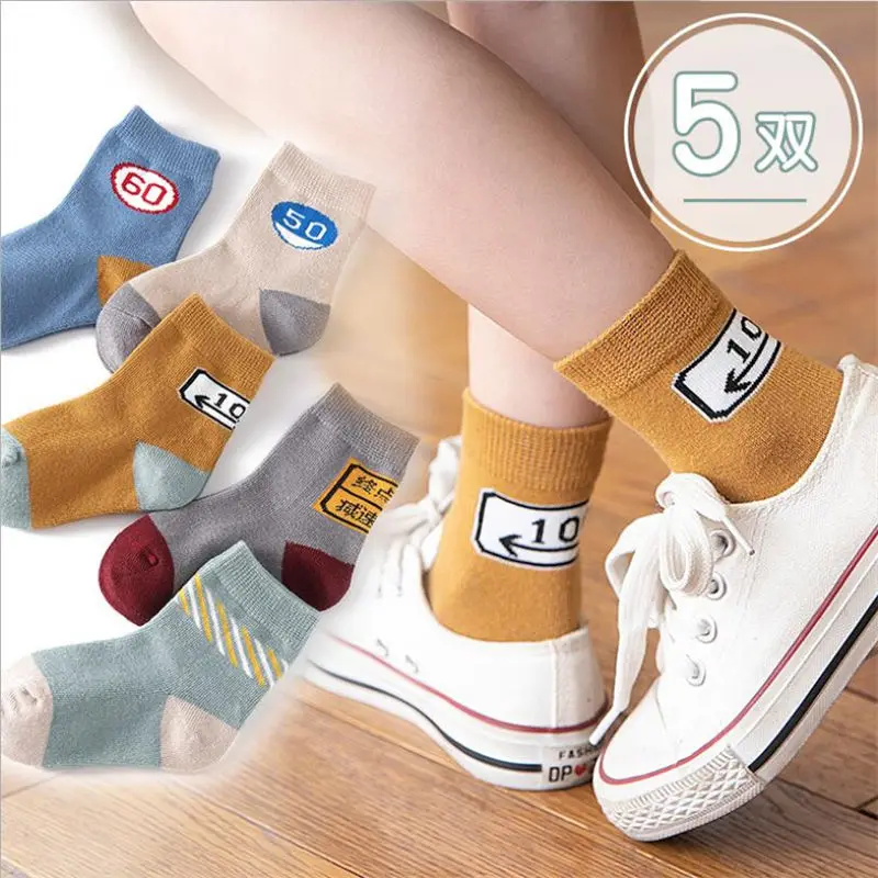5 пар носков для малышей Детские осенне-зимние носки с героями мультфильмов для девочек, детская школьная Спортивная одежда для малышей от 0 до 3 лет