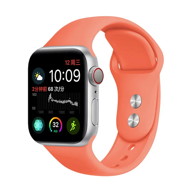 Citrus color Силиконовый ремешок для Apple Watch 38 мм 42 мм iwatch 5 ремешок 44 мм 40 мм спортивный браслет резиновый ремешок для iwatch 4 3 2 1 - Цвет ремешка: Citrus color