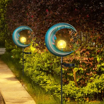 

LED Solar Power Light Garden Yard Path Lawn Waterproof Sun Moon Design Lamps Automatically Recharging Fence Landscape