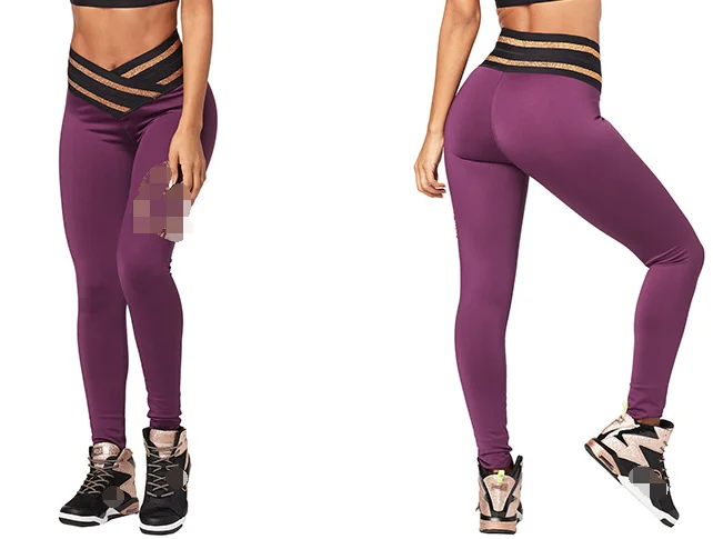 FIT FUNKY женские брюки спортивные Капри для бега обтягивающие брюки Одежда для танцев Inspire Высокая талия длинные леггинсы P894 - Цвет: P 894 purple
